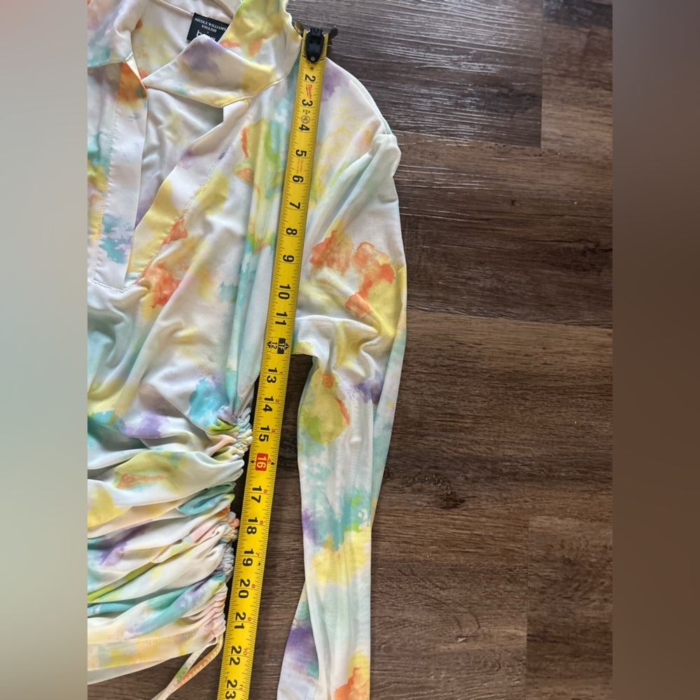 Bar III Tie Dye Stretch Ruched Bodycon Dress Large - Picture 8 of 13